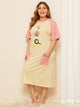 Plus Cartoon Print Pocket Front Night Dress