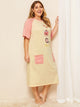 Plus Cartoon Print Pocket Front Night Dress