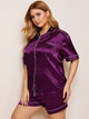 Plus Contrast Binding Satin Pajama Set