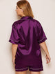 Plus Contrast Binding Satin Pajama Set