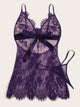 Plus Eyelash Floral Lace Dress With Thong