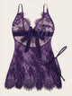 Plus Eyelash Floral Lace Dress With Thong