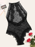 Plus Floral Lace Sheer Teddy Bodysuit