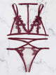 Plus Harness Appliques Lingerie Set With Choker