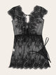 Plus Eyelash Lace Sheer Dress With Thong