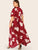 Plus Large Floral Print Layered Sleeve Dress