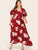 Plus Large Floral Print Layered Sleeve Dress