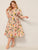  Plus Surplice Neck Wrap Knot Pleated Floral Dress