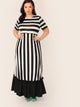 Plus Two Tone Ruffle Hem Maxi Dress