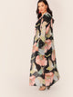 Plus Open Front Floral Print Kimono
