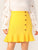 SHEIN Plus Neon Yellow Buttoned Front Ruffle Hem Skirt