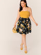 Plus Floral Print Swing Skirt