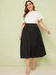 Plus Zipper Fly Box Pleated Dot Skirt