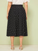 Plus Zipper Fly Box Pleated Dot Skirt