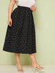 Plus Zipper Fly Box Pleated Dot Skirt