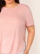 Plus Solid Split Side Dip Hem Top