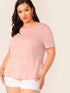 Plus Solid Split Side Dip Hem Top