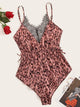 Plus Lace Trim Leopard Teddy Bodysuit