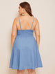 Plus Button Front Shirred Denim Cami Dress