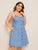 Plus Button Front Shirred Denim Cami Dress