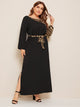 Plus Contrast Leopard Print Belted Maxi Dress