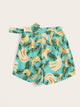 Plus Banana Print Knot Side Culotte Shorts