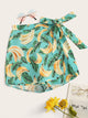 Plus Banana Print Knot Side Culotte Shorts