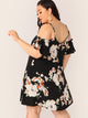  Plus Cold Shoulder Floral Print Dress