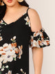  Plus Cold Shoulder Floral Print Dress