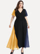 Plus Cut And Sew Panel V-neck Belted Maxi Dress