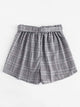 Plus Frill Waist Glen Plaid Belted Shorts