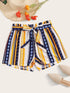 Plus Tribal Print Frill Waist Belted Shorts