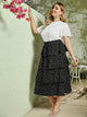 Plus Confetti Print Layered Ruffle Hem Skirt