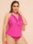 Plus Ruffle Trim Halter Tankini Set