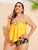 Plus Cut-out Hanky Hem Top With Sunflower Print Bikini