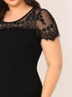  Plus Lace Yoke Insert Pencil Dress