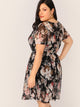 Plus Floral Print Sheer Dress Without Cami