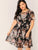  Plus Floral Print Semi Sheer Dress Without Cami