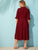 Plus Mock Neck Flounce Sleeve Rib-knit Flare Dress