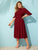 Plus Mock Neck Flounce Sleeve Rib-knit Flare Dress