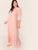 Plus Tie Neck Lace Trim Flounce Hem Maxi Nightdress