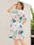 Plus Tropical Print Tassel Trim Belted Surplice Dress