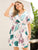 Plus Tropical Print Tassel Trim Belted Surplice Dress