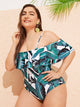 Plus Tropical Flounce One Piece Swimwear