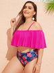 Plus Neon Pink Flounce Bikini Set