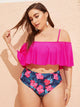 Plus Neon Pink Flounce Bikini Set