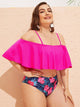 Plus Neon Pink Flounce Bikini Set