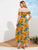 Plus Tropical Print Shirred Off Shoulder Maxi Dress