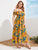 Plus Tropical Print Shirred Off Shoulder Maxi Dress