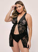 Plus Floral Lace Cross Criss Slips With Thong